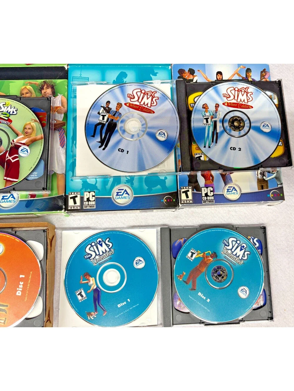 Lot of 4 Sims PC Games Expansion Packs University Unleashed Superstar Deluxe